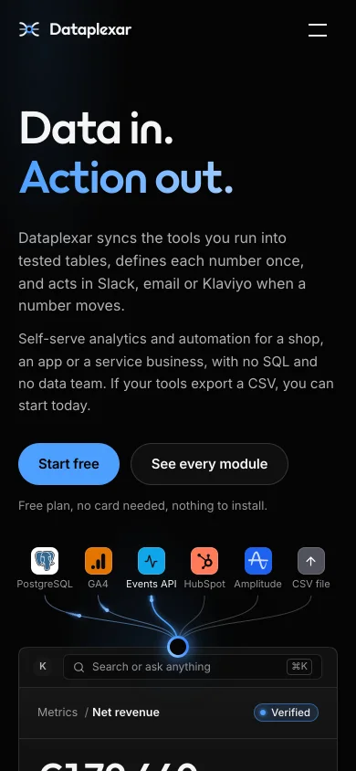 Dataplexar on a phone