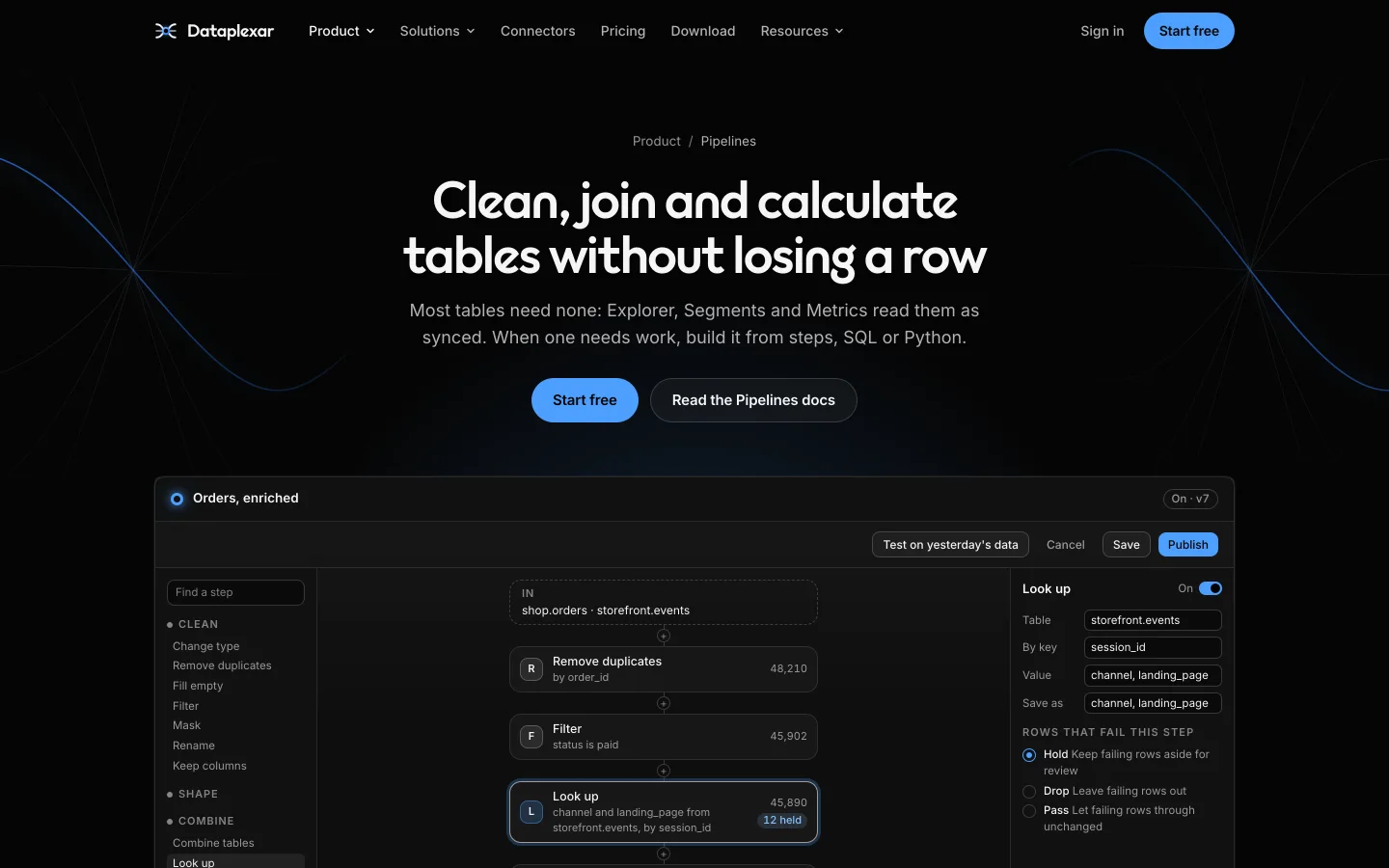 Dataplexar pipelines: clean, join and calculate