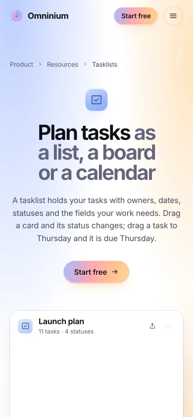 Omninium tasklists on a phone