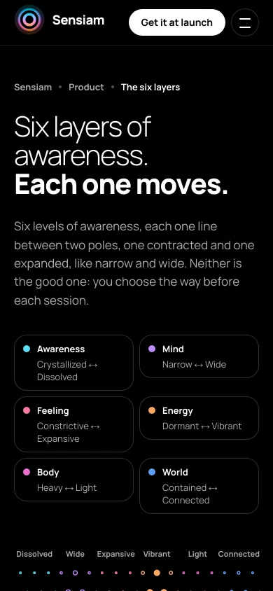 The six layers of Sensiam on a phone