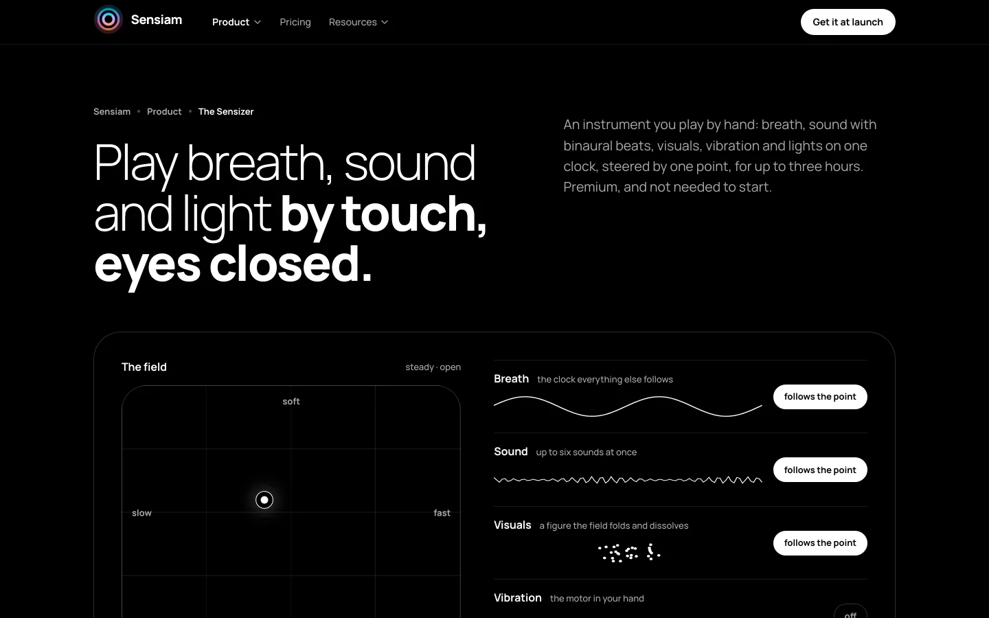 Sensiam Sensizer: breath, sound and light by touch