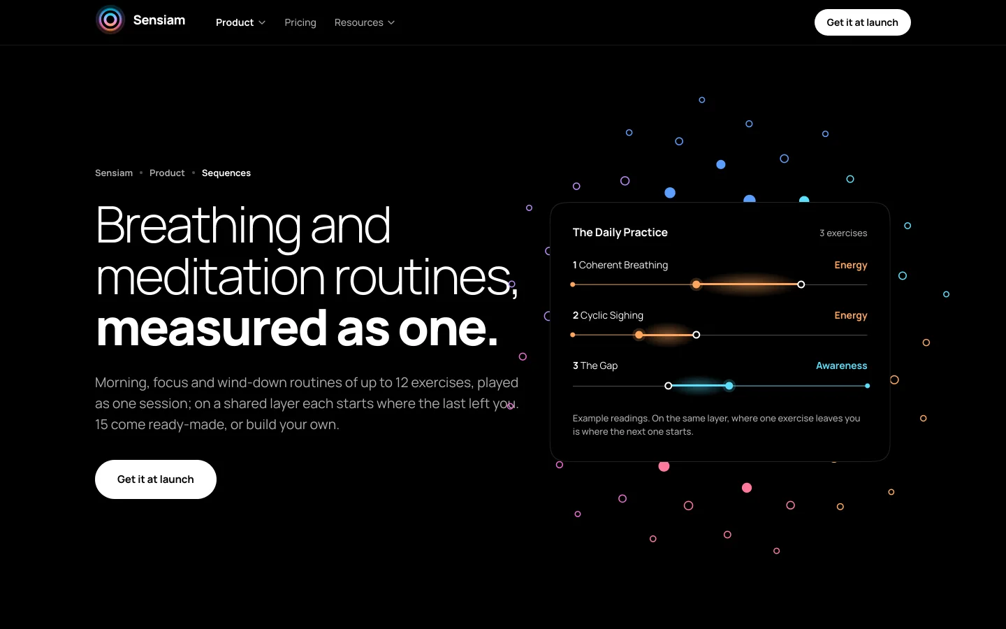 Sensiam sequences: exercises chained into a session