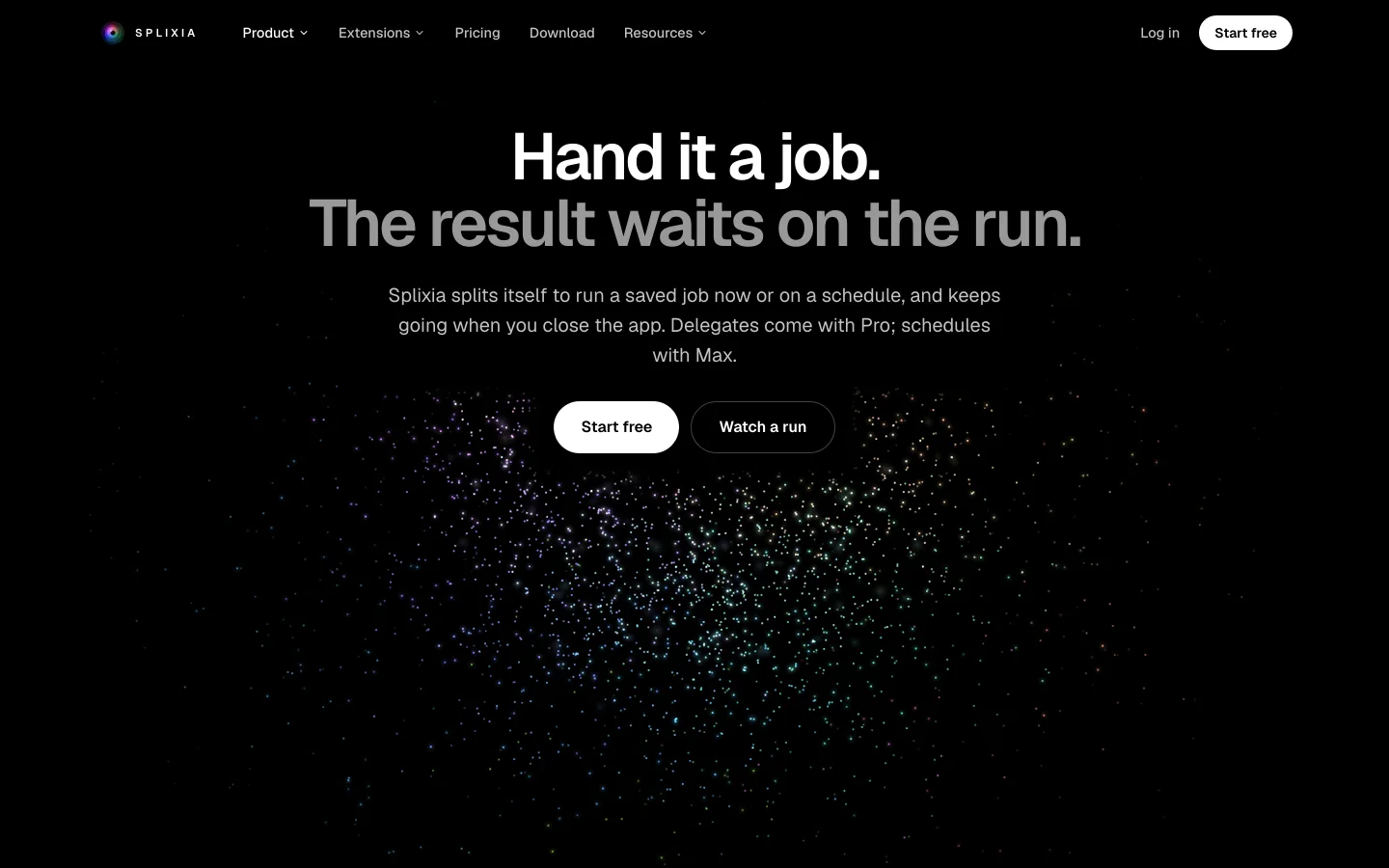 Splixia delegates: a job handed off, the result landing later