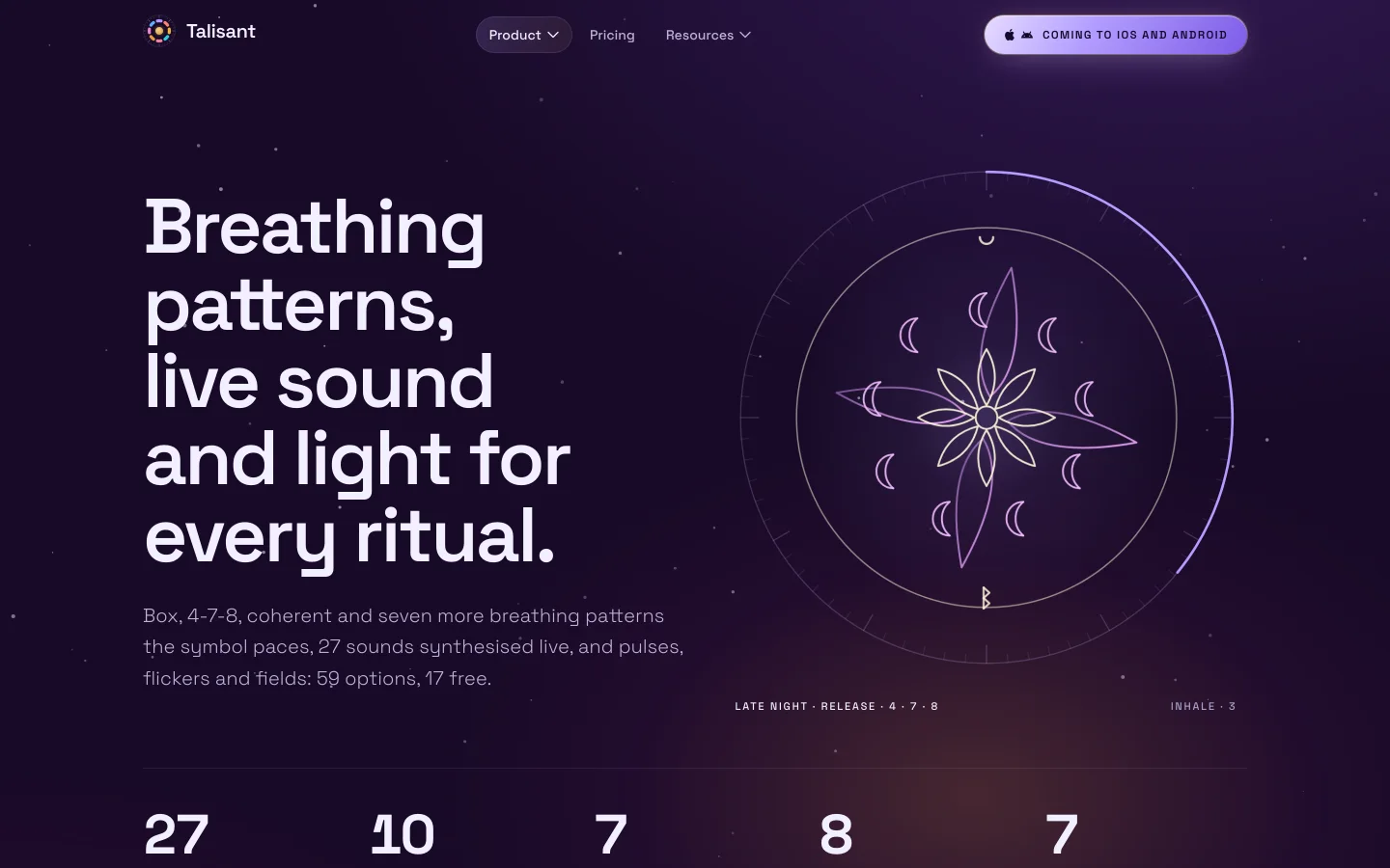 Talisant enrichments: sound, breath, touch and light