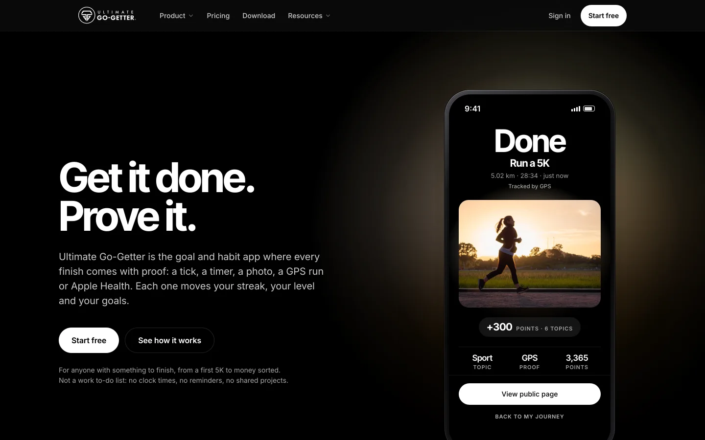 Ultimate Go-Getter home: get it done, prove it